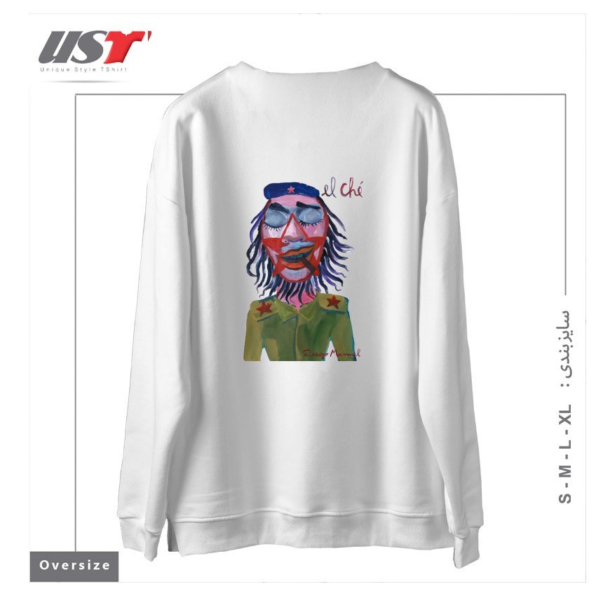 طرح CHE GUEVARA 3 سوییشرت اورسایزرنگ سفید