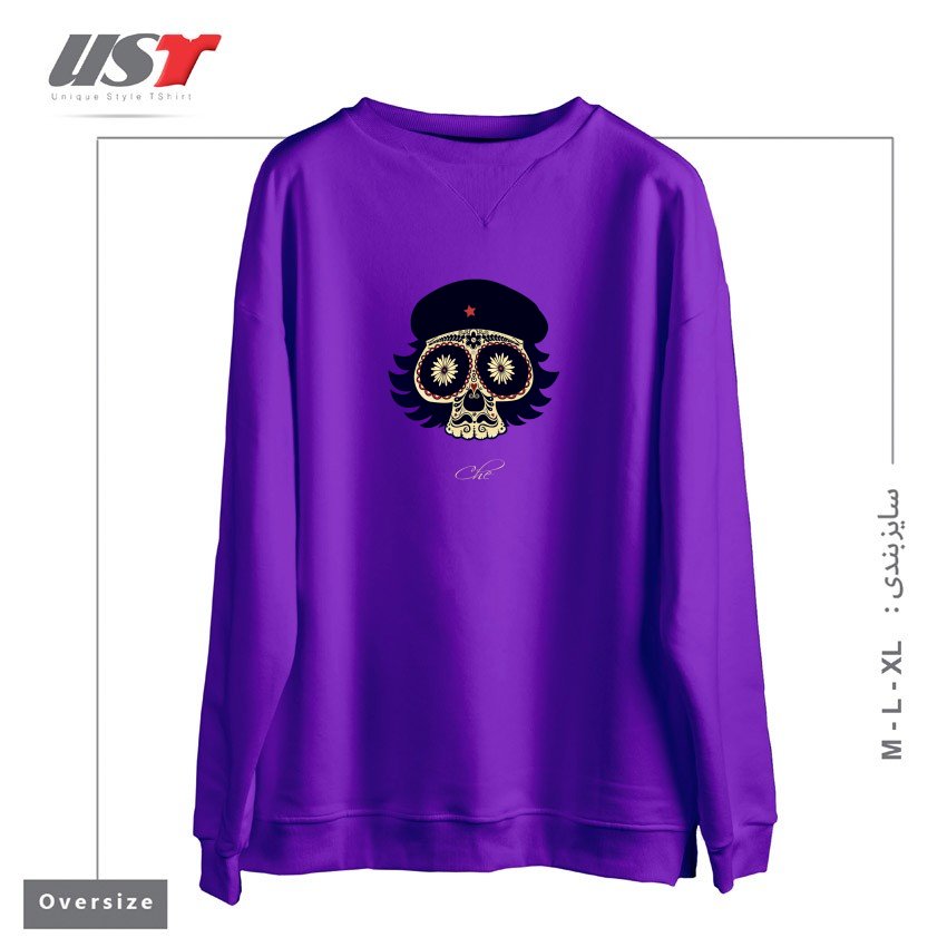 طرح CHE SUGAR SKULL سوییشرت اورسایزرنگ بنفش