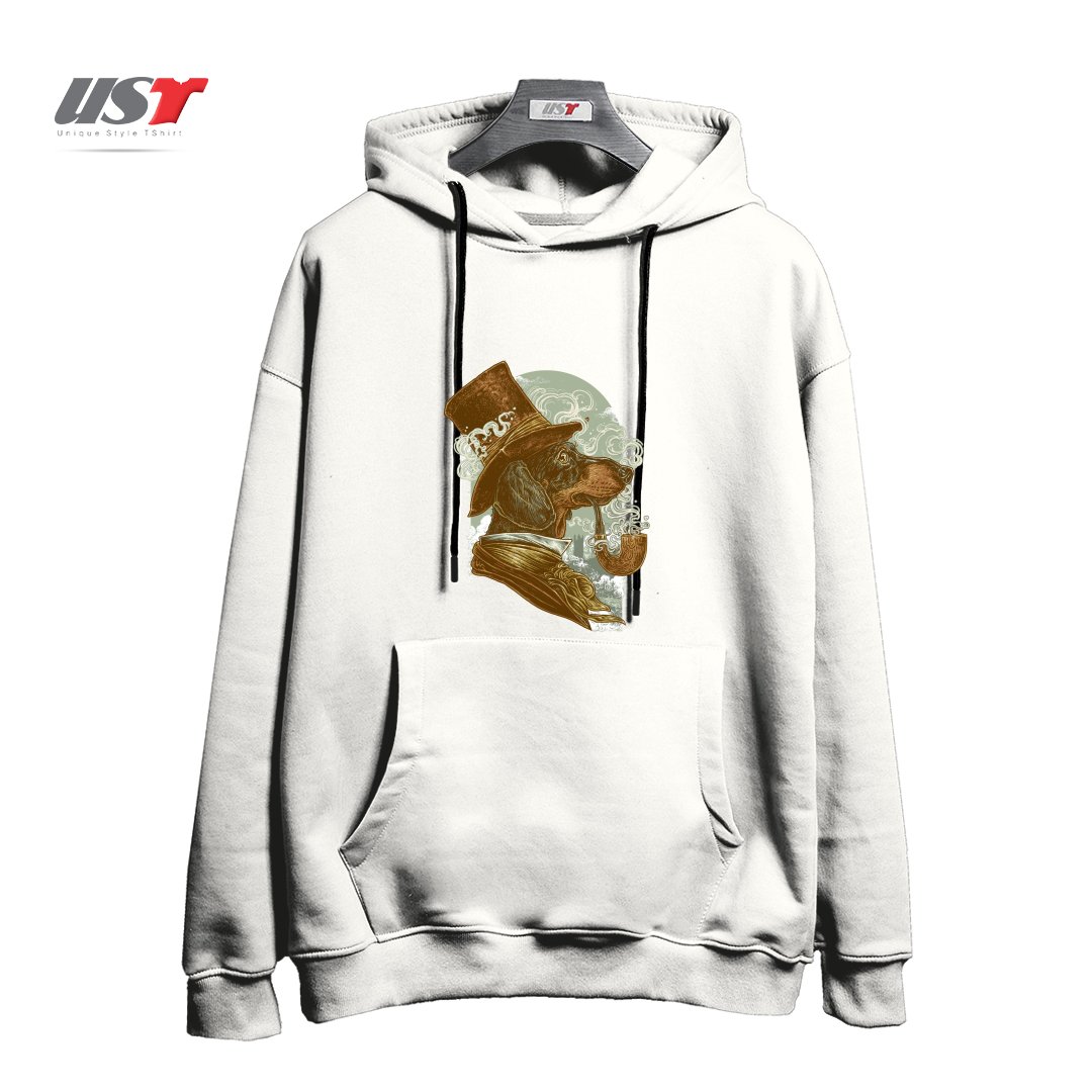 طرح CLASSY DACHSHUND هودی اورسایزرنگ سفید