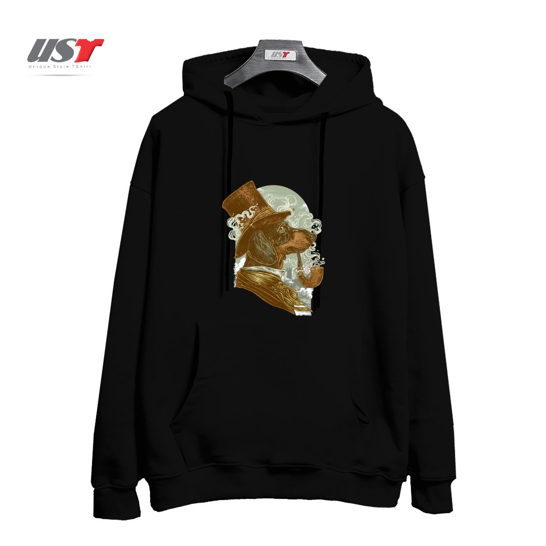 طرح CLASSY DACHSHUND هودی اورسایزرنگ مشکی