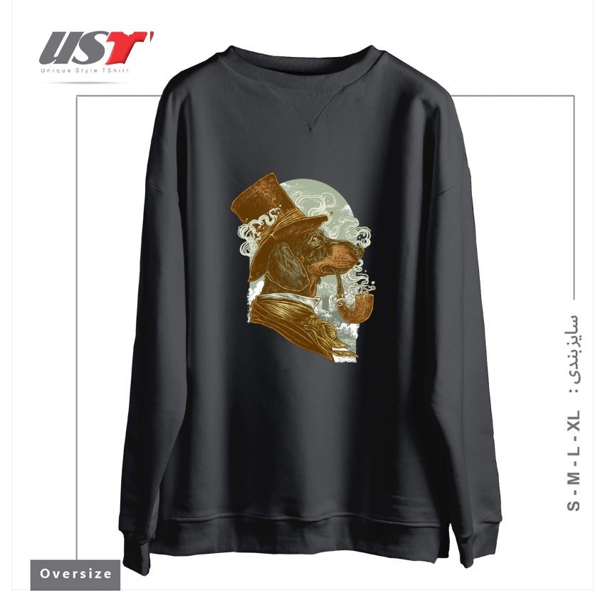 طرح CLASSY DACHSHUND سوییشرت اورسایزرنگ دودی