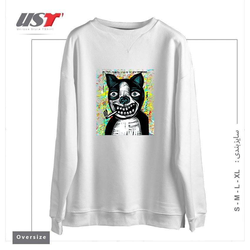 طرح DIRTY DOG2 سوییشرت اورسایزرنگ سفید