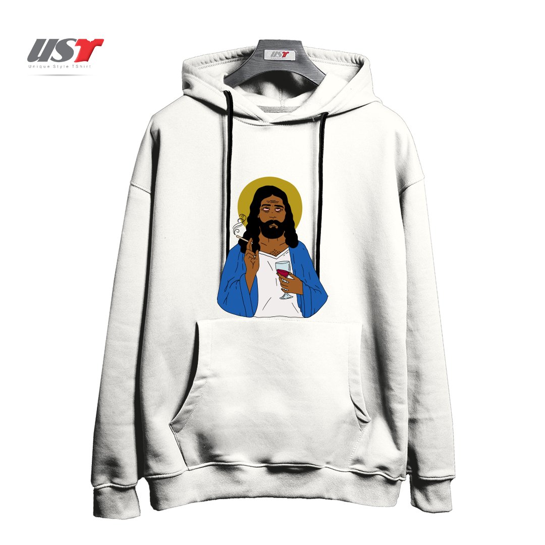 هودی اورسایز طرح EMOTIONALLY EXHAUSTED INTOXICATED JESUS