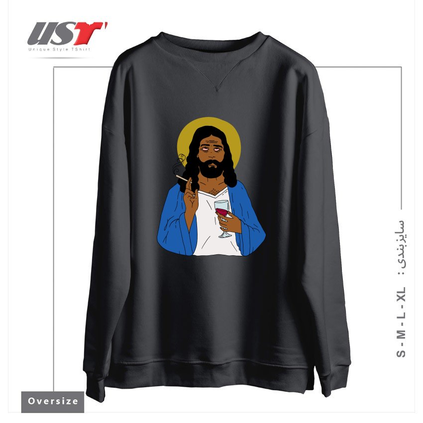 سوییشرت اورسایز طرح EMOTIONALLY EXHAUSTED INTOXICATED JESUS