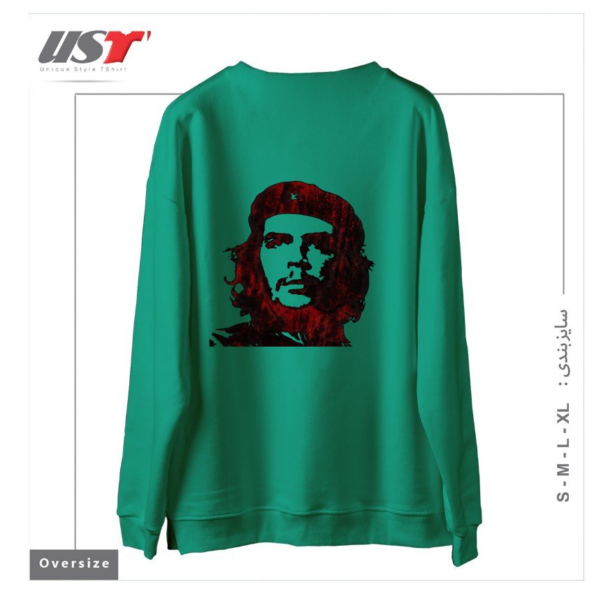 طرح ERNESTO CHE GUEVARA سوییشرت اورسایزرنگ سبز سدری