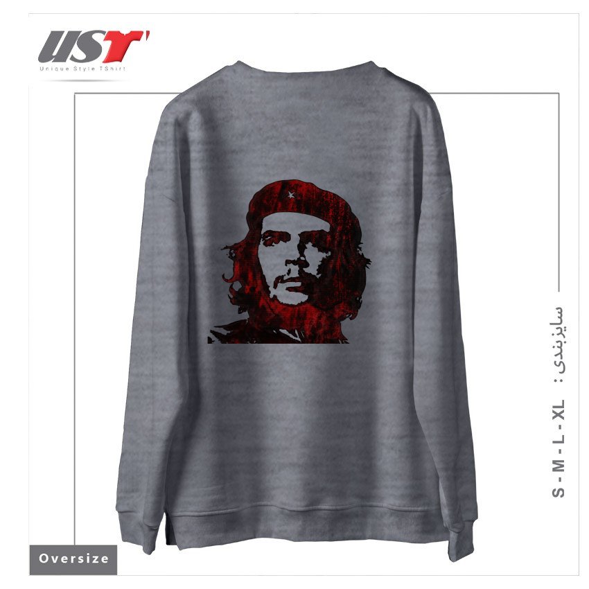 طرح ERNESTO CHE GUEVARA سوییشرت اورسایزرنگ طوسی ملانژ