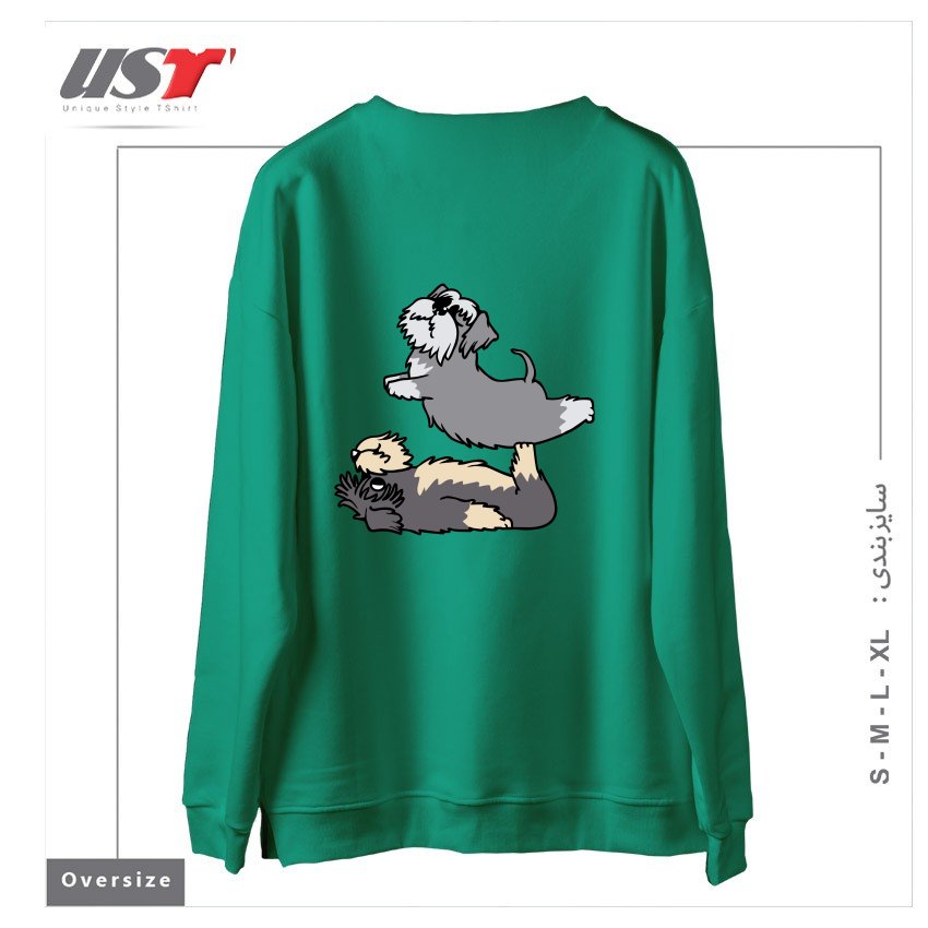 طرح ACROYOGA SCHNAUZER سوییشرت اورسایزرنگ سبز سدری