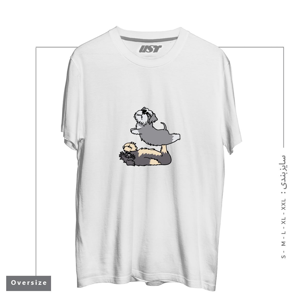 طرح ACROYOGA SCHNAUZER تیشرت اورسایزرنگ سفید