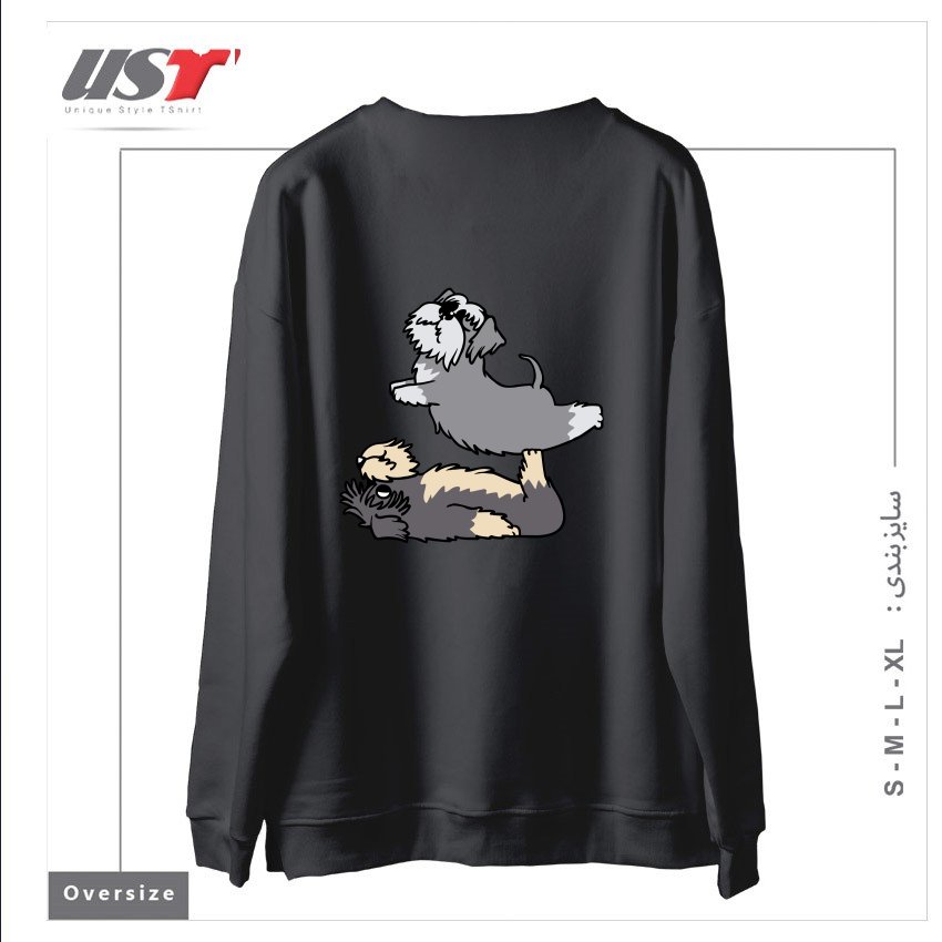 طرح ACROYOGA SCHNAUZER سوییشرت اورسایزرنگ دودی