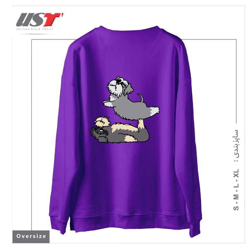طرح ACROYOGA SCHNAUZER سوییشرت اورسایزرنگ بنفش
