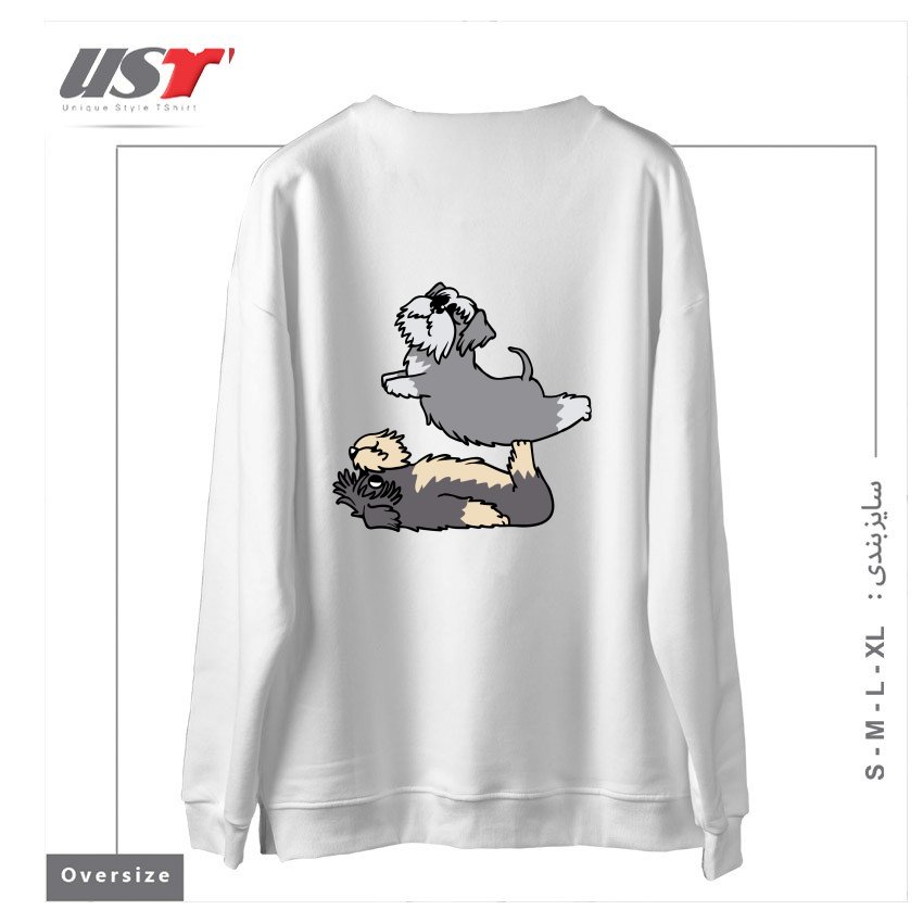 طرح ACROYOGA SCHNAUZER سوییشرت اورسایزرنگ سفید