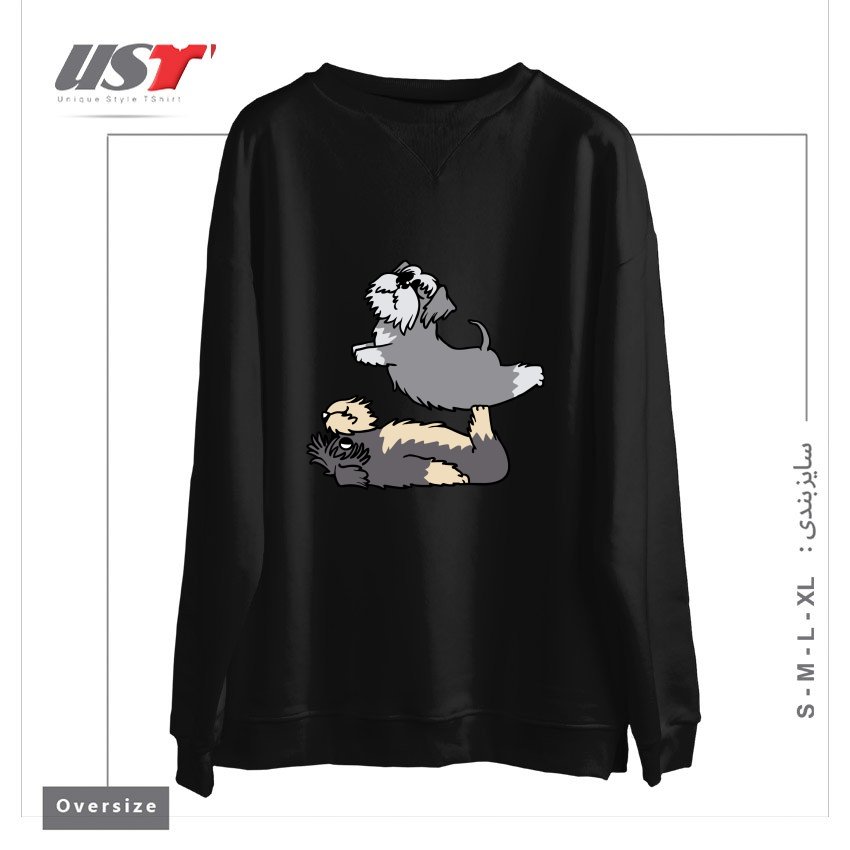 طرح ACROYOGA SCHNAUZER سوییشرت اورسایزرنگ مشکی