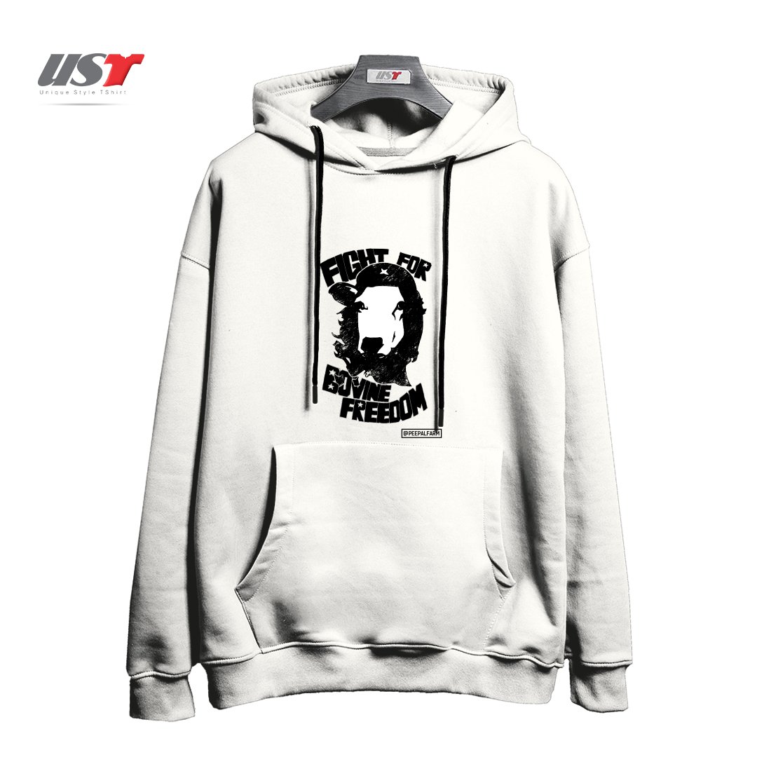 طرح FIGHT FOR BOVINE FREEDOM هودی اورسایزرنگ سفید
