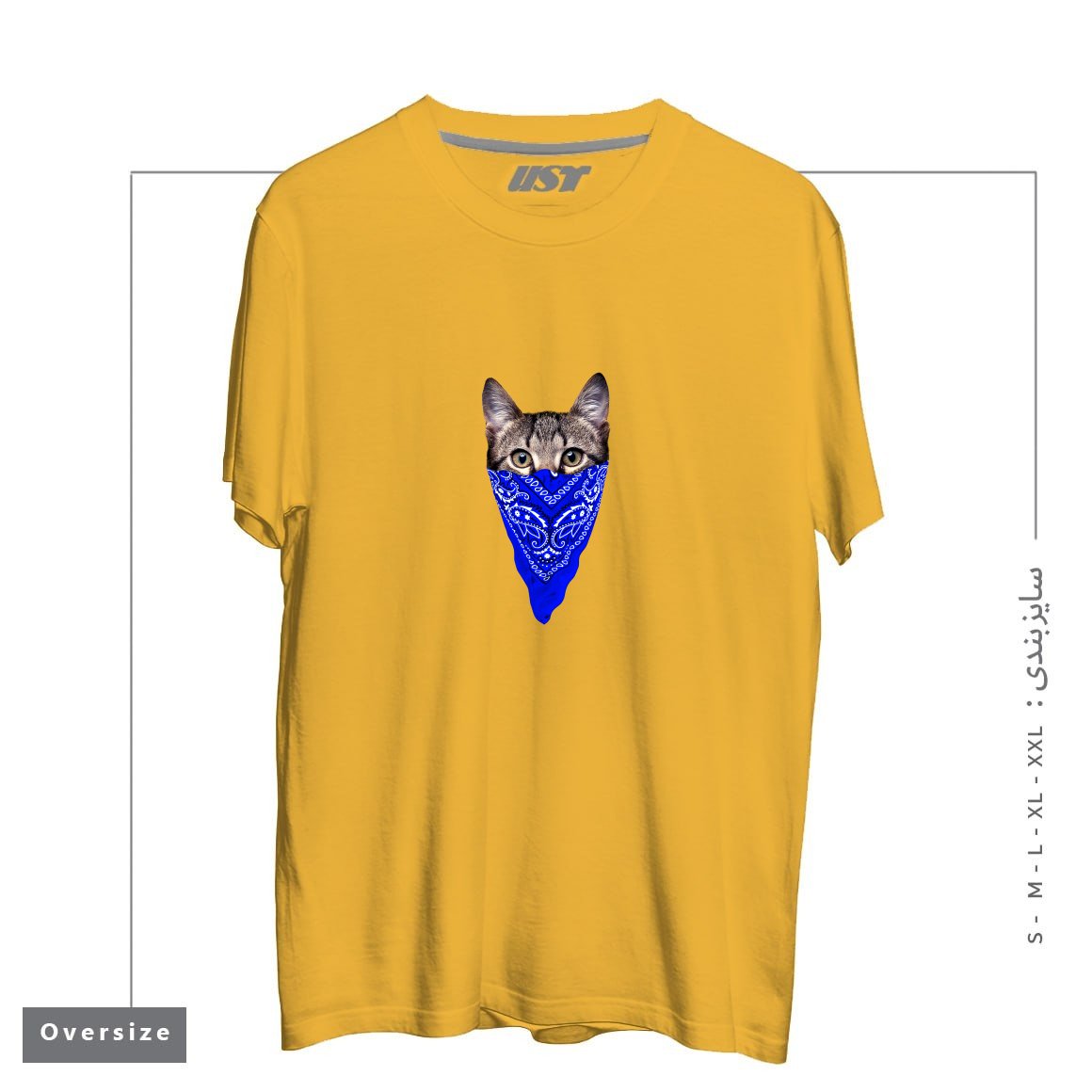 تیشرت اورسایز طرح GANGSTER CAT (BLUE BANDANA)