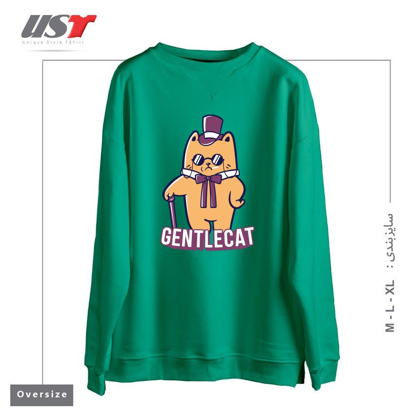 طرح GENTLECAT سوییشرت اورسایزرنگ سبز سدری