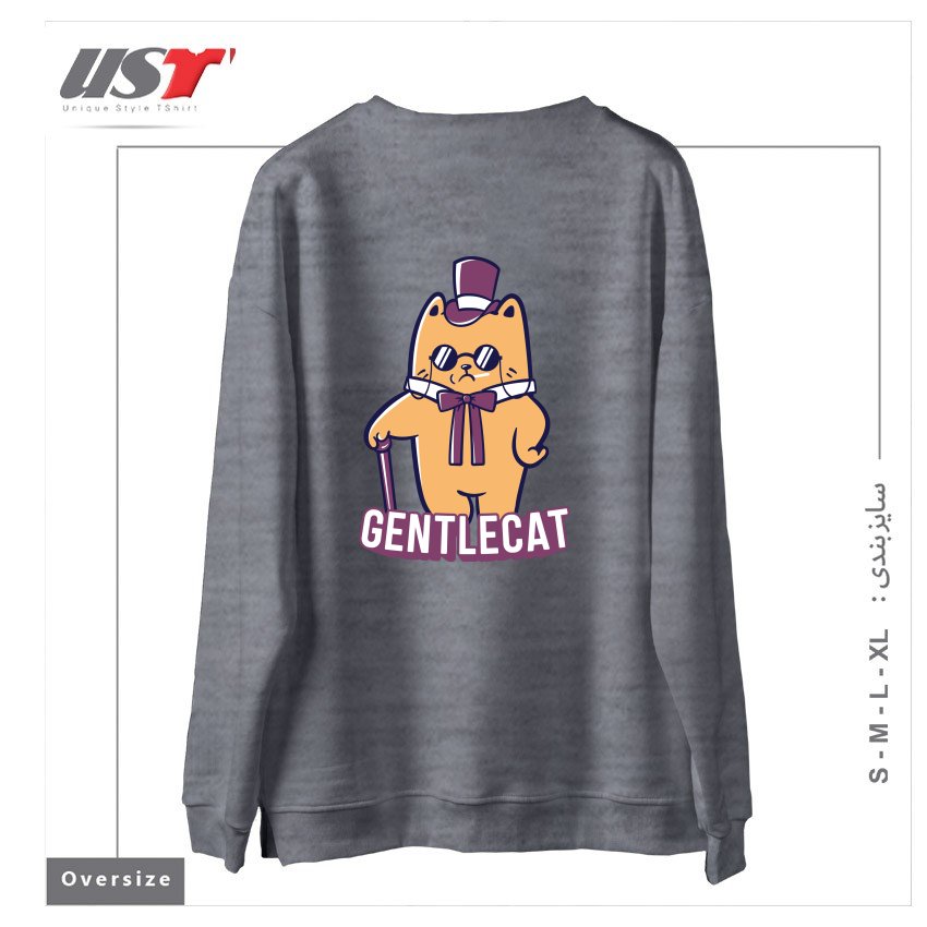 طرح GENTLECAT سوییشرت اورسایزرنگ طوسی ملانژ