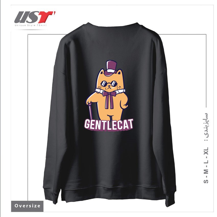 طرح GENTLECAT سوییشرت اورسایزرنگ دودی