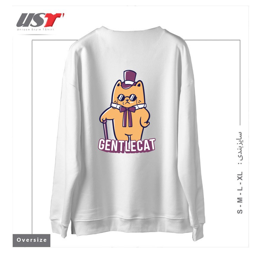 طرح GENTLECAT سوییشرت اورسایزرنگ سفید