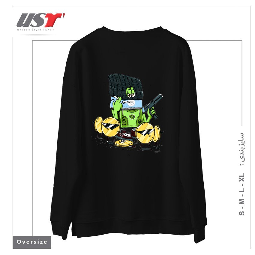 طرح GET MONEY GANG سوییشرت اورسایزرنگ مشکی