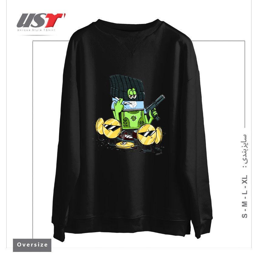 طرح GET MONEY GANG سوییشرت اورسایزرنگ مشکی