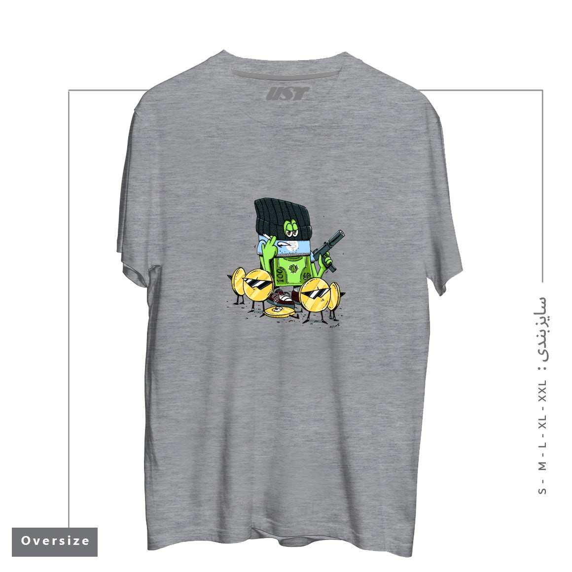 تیشرت اورسایز طرح GET MONEY GANG