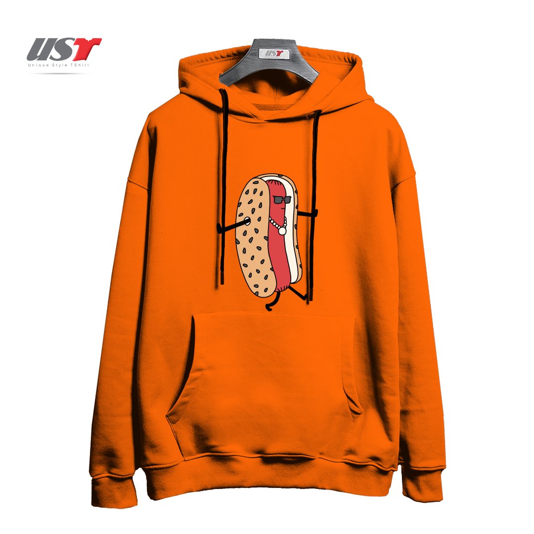 طرح HOT DOGGIN' هودی اورسایزرنگ نارنجی