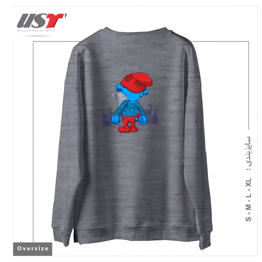 طرح IT'S A HARD LIFE سوییشرت اورسایزرنگ طوسی ملانژ