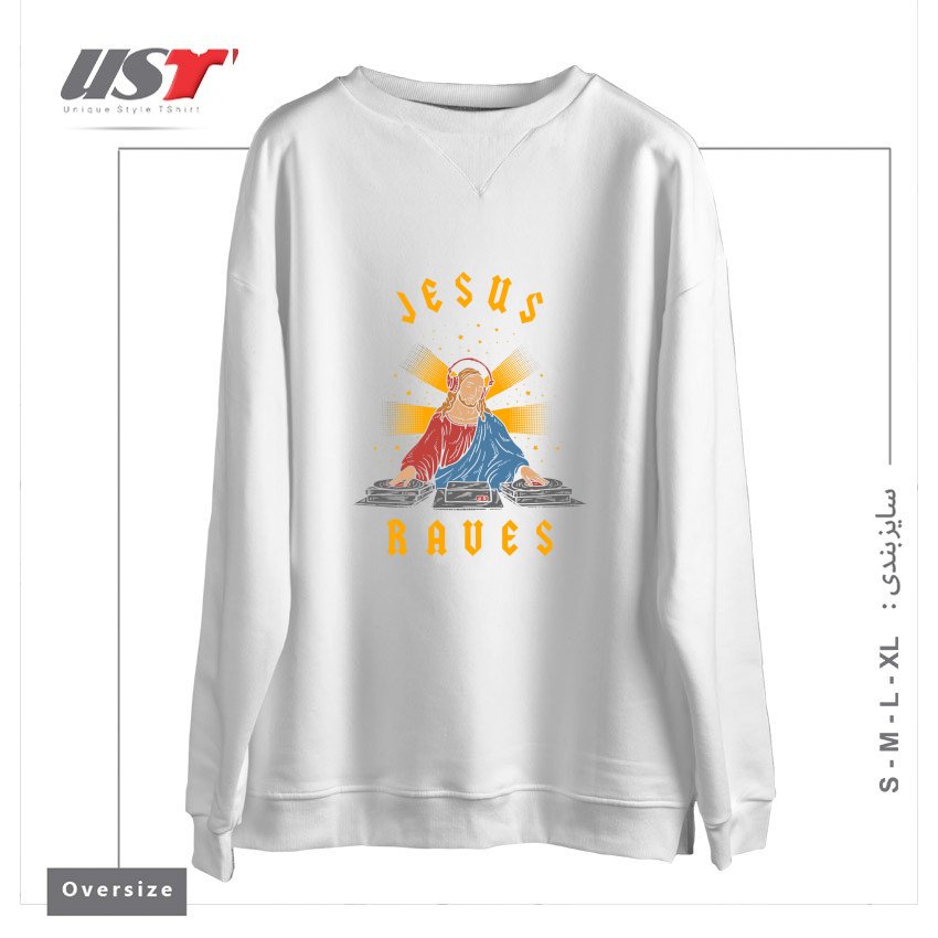 سوییشرت اورسایز طرح JESUS RAVES