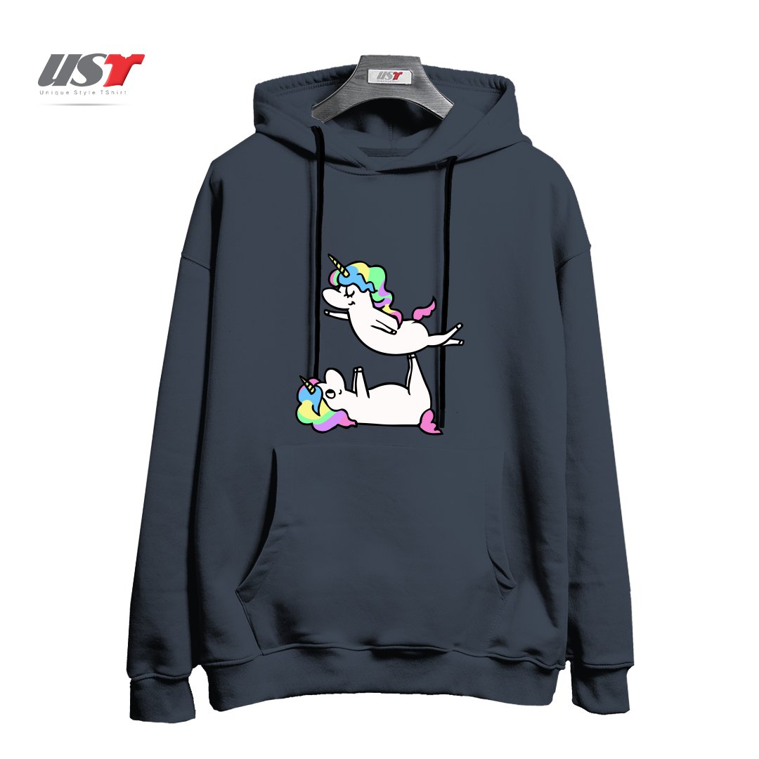 طرح ACROYOGA UNICORN هودی اورسایزرنگ دودی