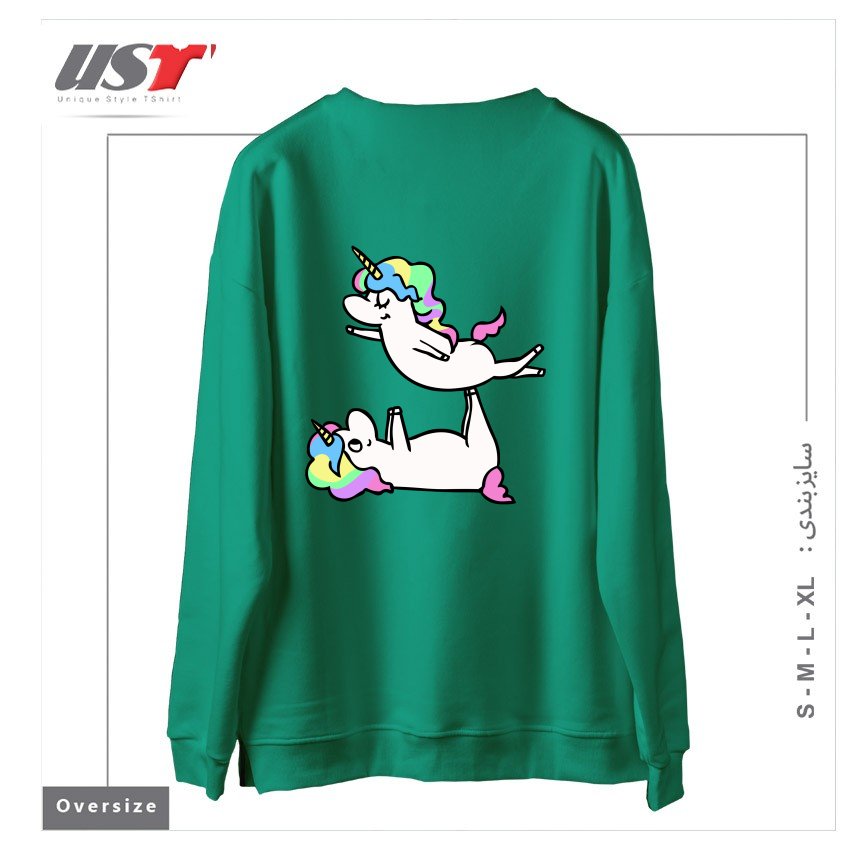 طرح ACROYOGA UNICORN سوییشرت اورسایزرنگ سبز سدری