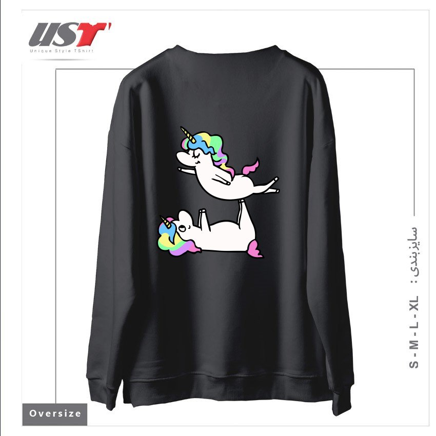 طرح ACROYOGA UNICORN سوییشرت اورسایزرنگ دودی