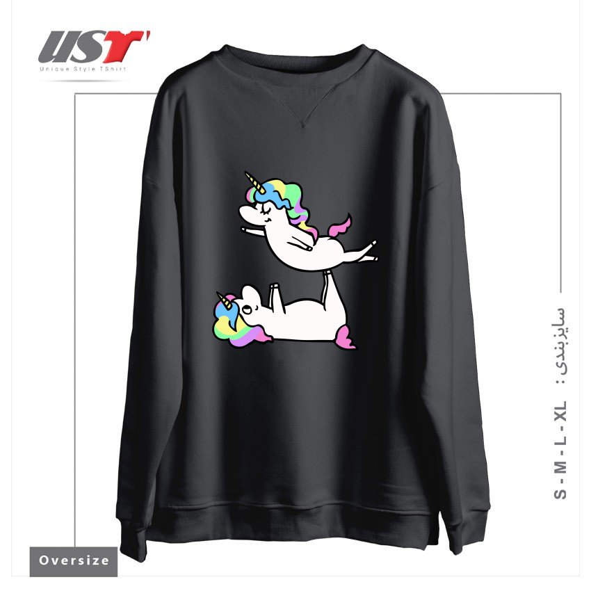 سوییشرت اورسایز طرح ACROYOGA UNICORN