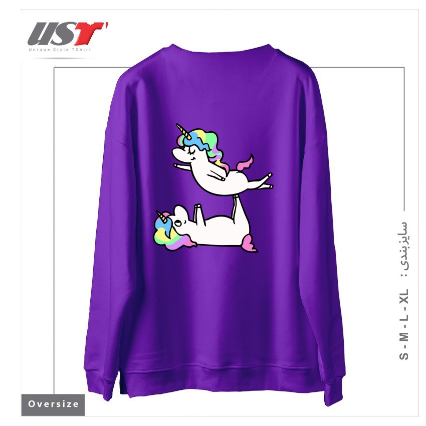 طرح ACROYOGA UNICORN سوییشرت اورسایزرنگ بنفش