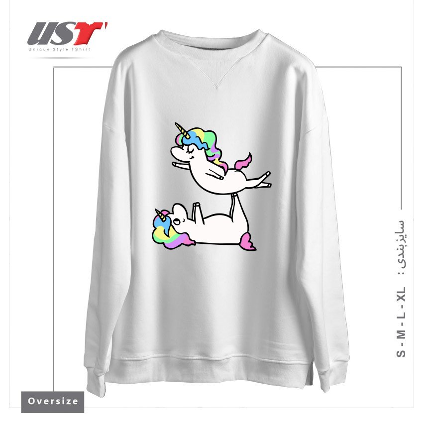 سوییشرت اورسایز طرح ACROYOGA UNICORN