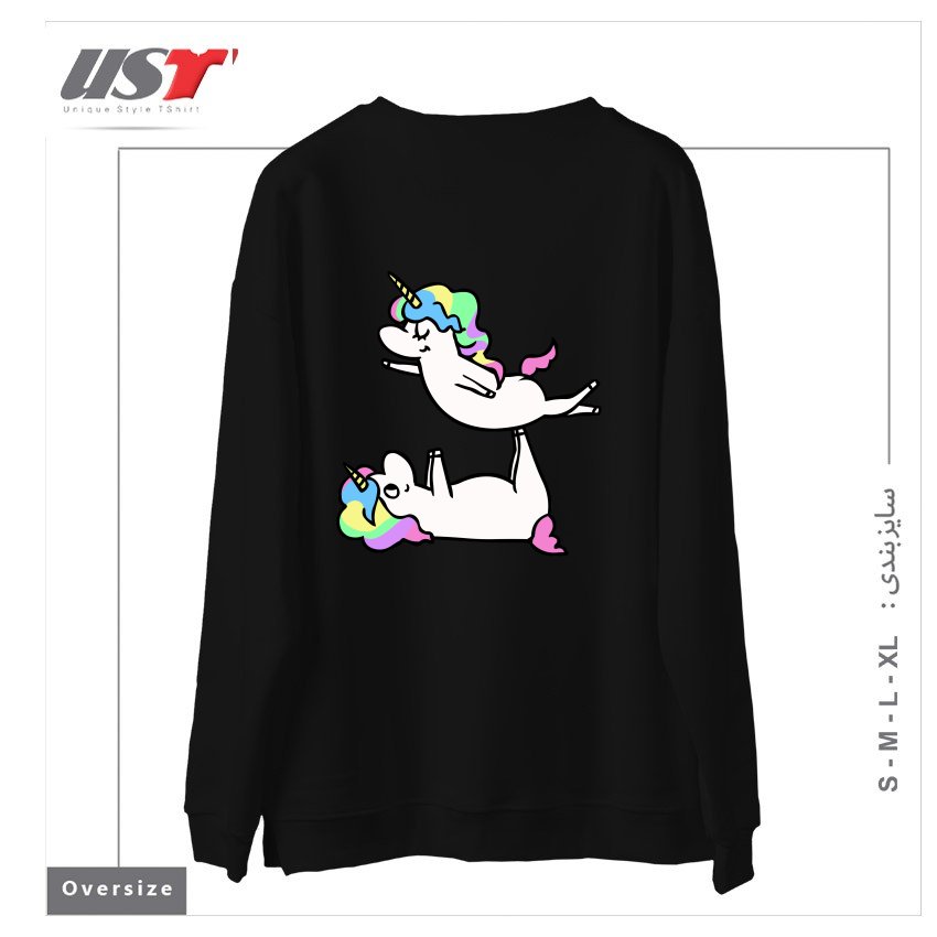 طرح ACROYOGA UNICORN سوییشرت اورسایزرنگ مشکی