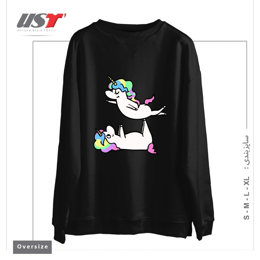 طرح ACROYOGA UNICORN سوییشرت اورسایزرنگ مشکی