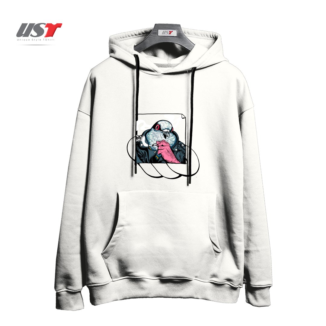 طرح MAFIA PIGEON هودی اورسایزرنگ سفید