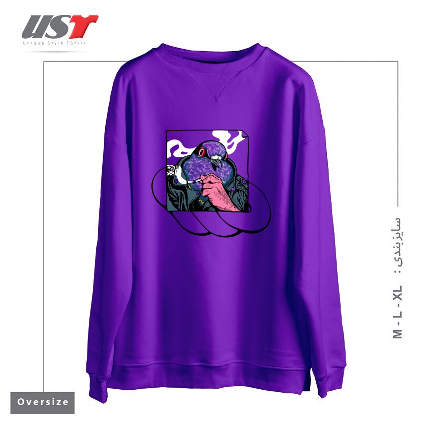 طرح MAFIA PIGEON سوییشرت اورسایزرنگ بنفش