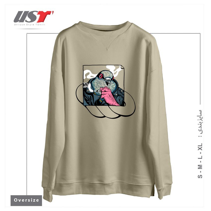 طرح MAFIA PIGEON سوییشرت اورسایزرنگ نخودی