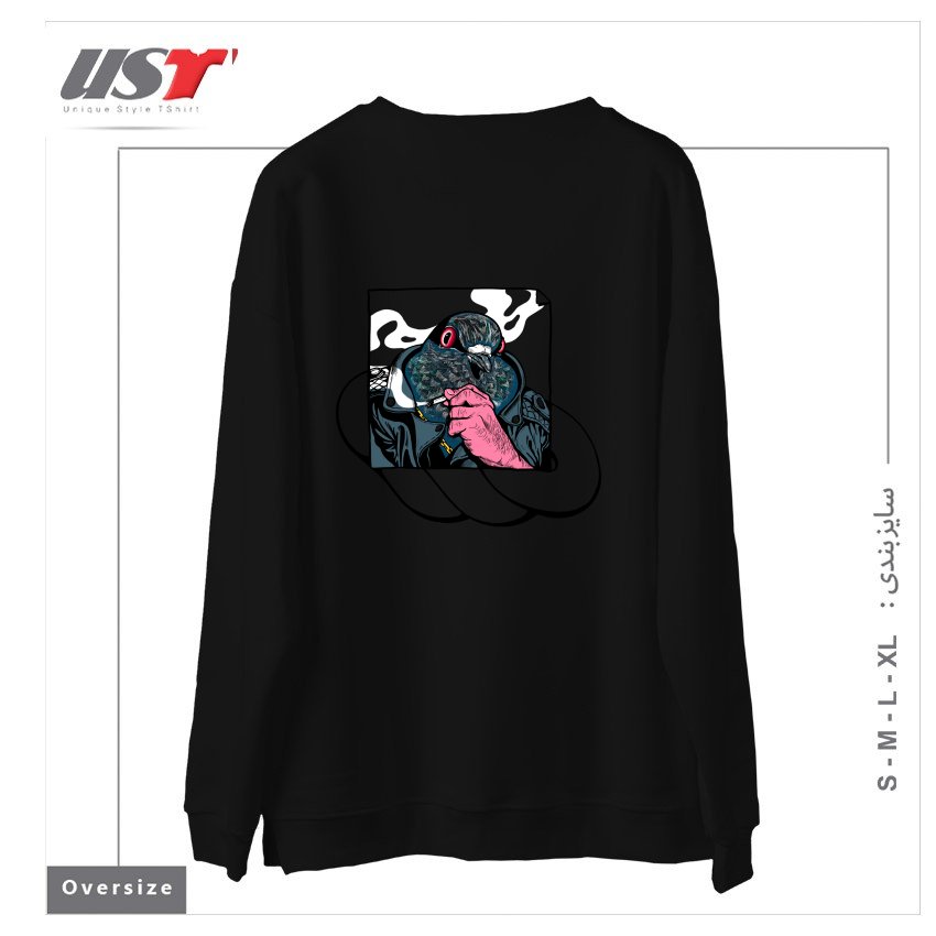 طرح MAFIA PIGEON سوییشرت اورسایزرنگ مشکی