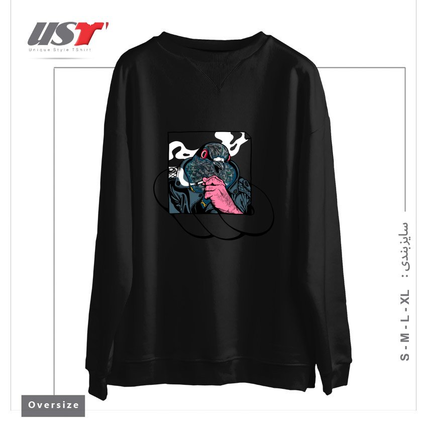 طرح MAFIA PIGEON سوییشرت اورسایزرنگ مشکی