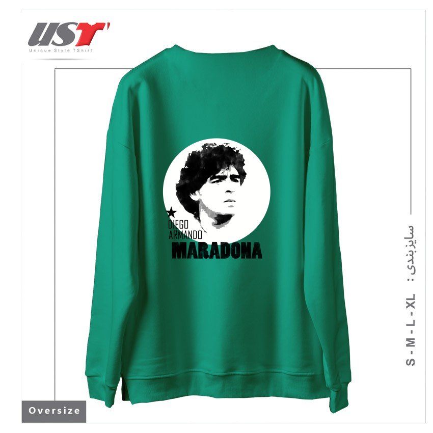طرح MARADONA3 سوییشرت اورسایزرنگ سبز سدری
