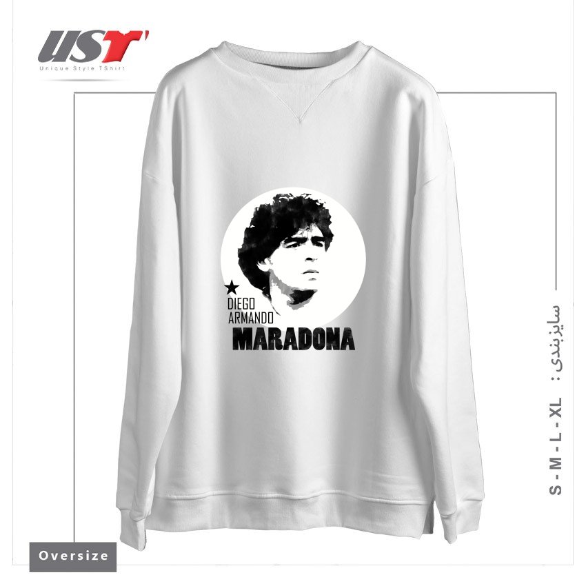 طرح MARADONA3 سوییشرت اورسایزرنگ سفید
