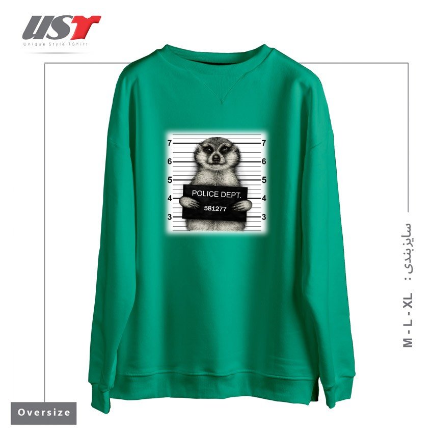 طرح MEERKAT MUGSHOT سوییشرت اورسایزرنگ سبز سدری