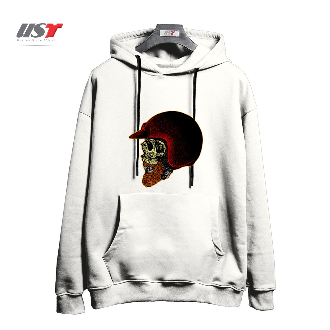 طرح MIGHTY BIKER هودی اورسایزرنگ سفید