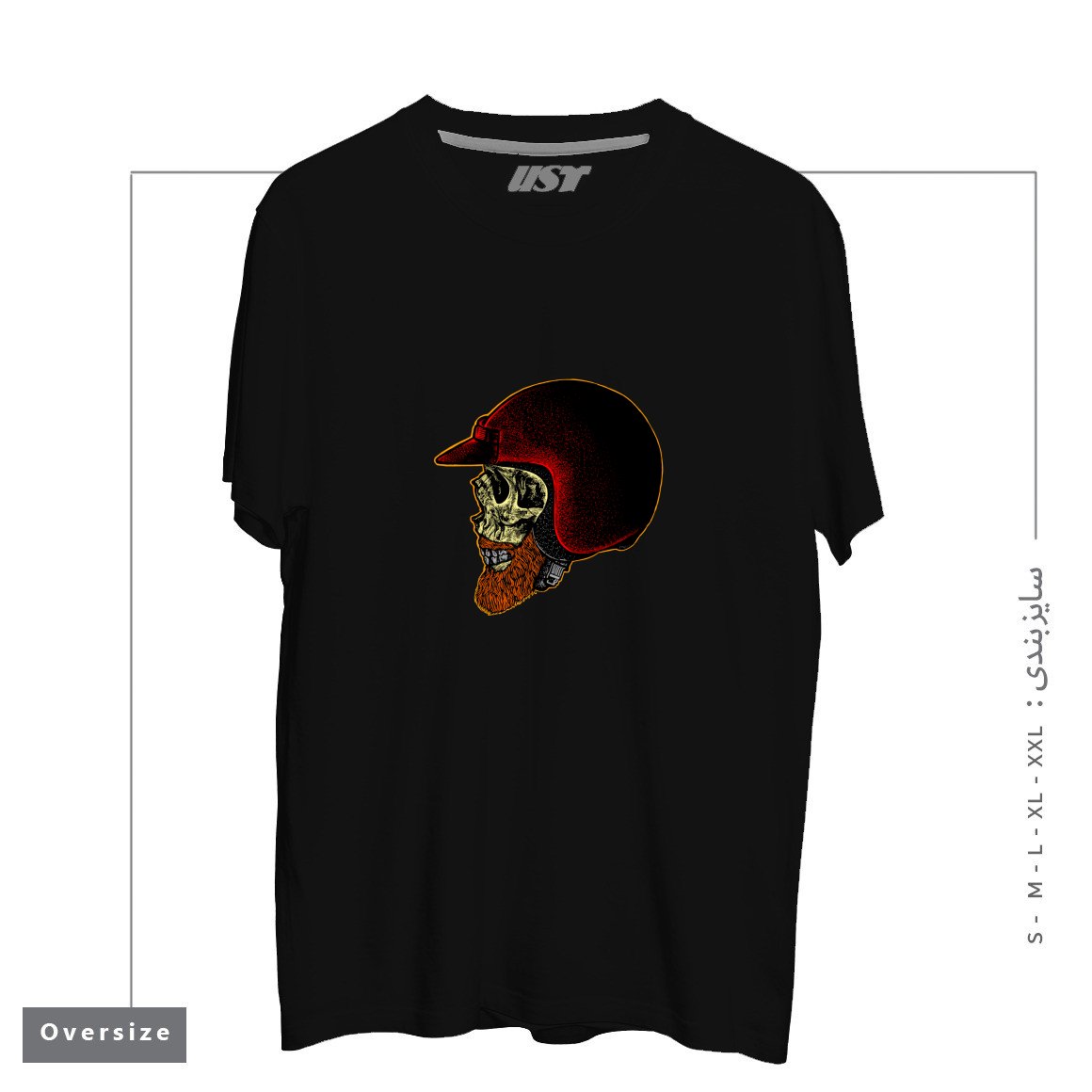 طرح MIGHTY BIKER تیشرت اورسایزرنگ مشکی