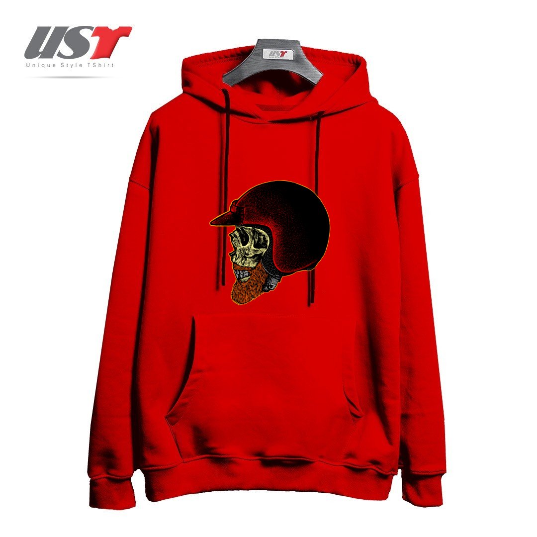 طرح MIGHTY BIKER هودی اورسایزرنگ قرمز