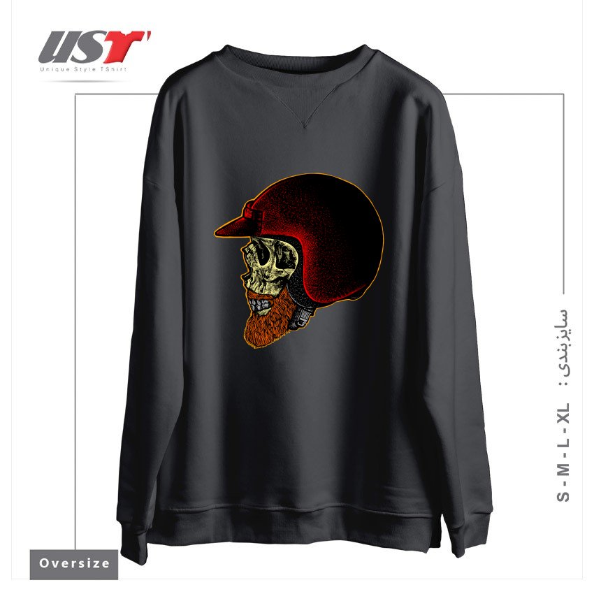 طرح MIGHTY BIKER سوییشرت اورسایزرنگ دودی