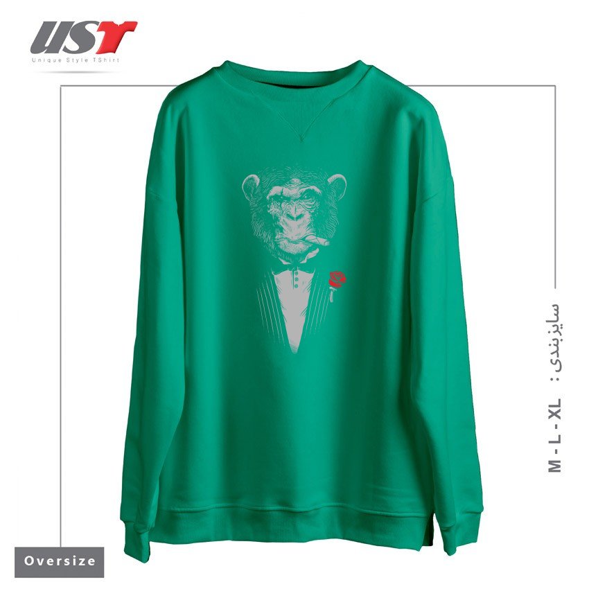 طرح MONKEY BUSINESS سوییشرت اورسایزرنگ سبز سدری