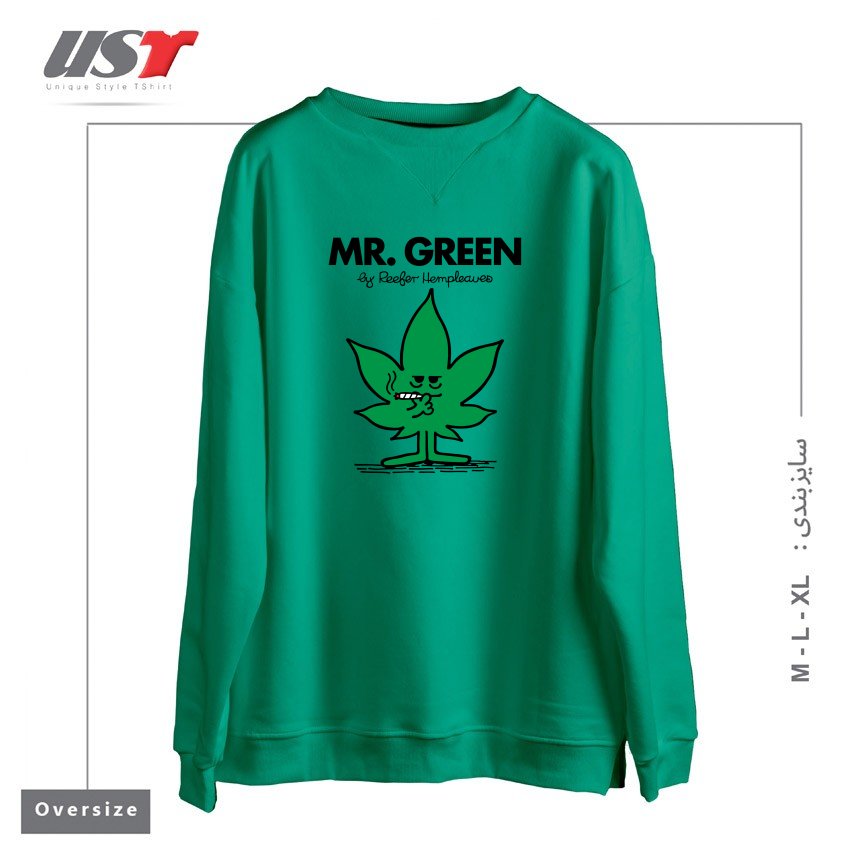 طرح MR. GREEN سوییشرت اورسایزرنگ سبز سدری